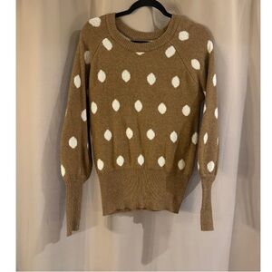 LC Lauren Conrad Tan Sweater with White Dots